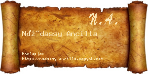 Nádassy Ancilla névjegykártya